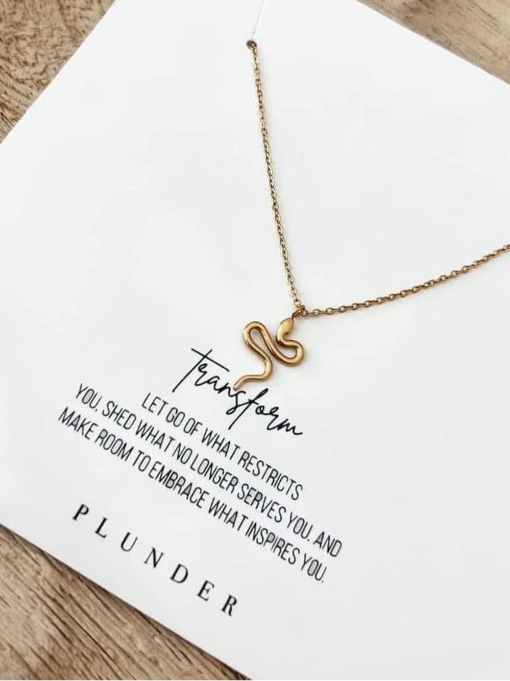 Plunder Design Embrace Gold Snake Necklace 16-18” Cable Chain Dainty Delicate